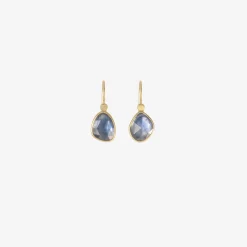18k & blue sapphire pebble earrings, 3.67ct