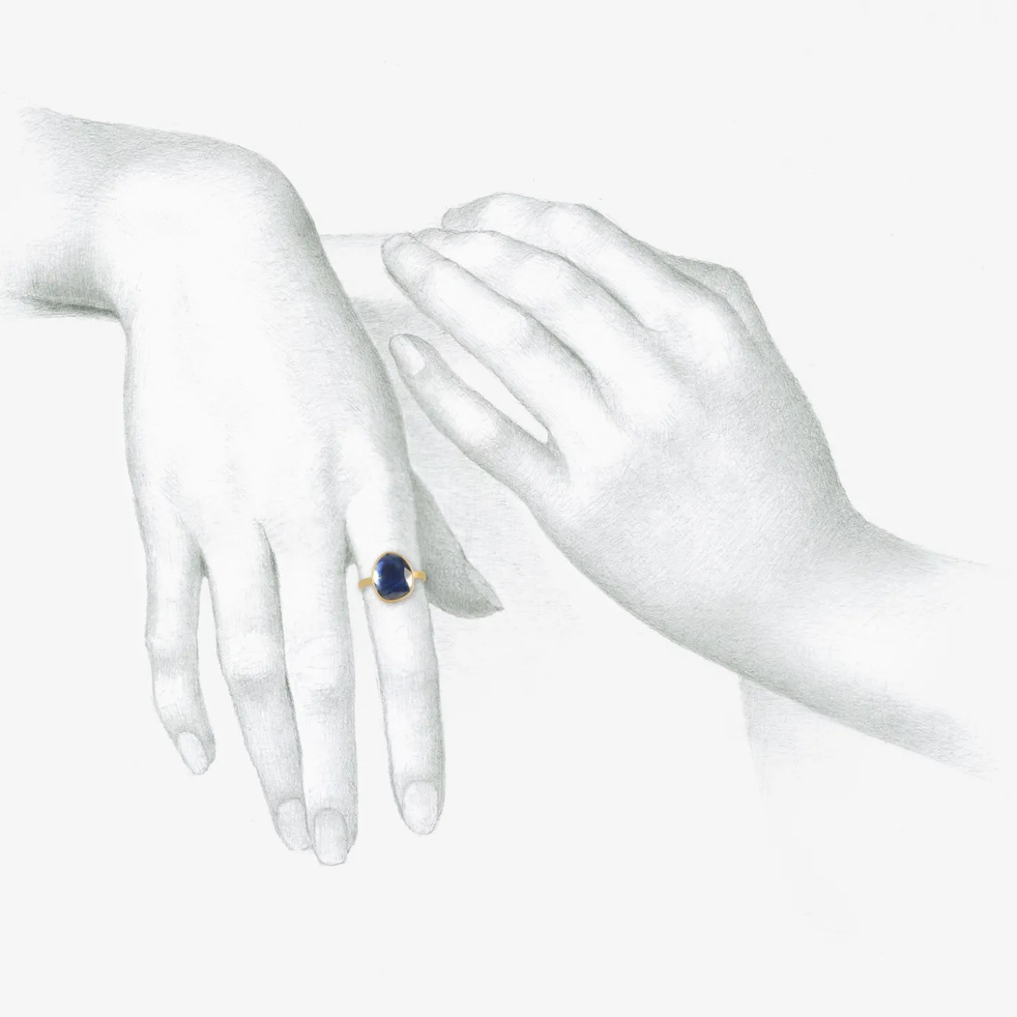 18k & blue sapphire sequin pebble ring, 2.17ct