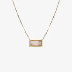 18k & blush tourmaline bar pendant, 7.5ct