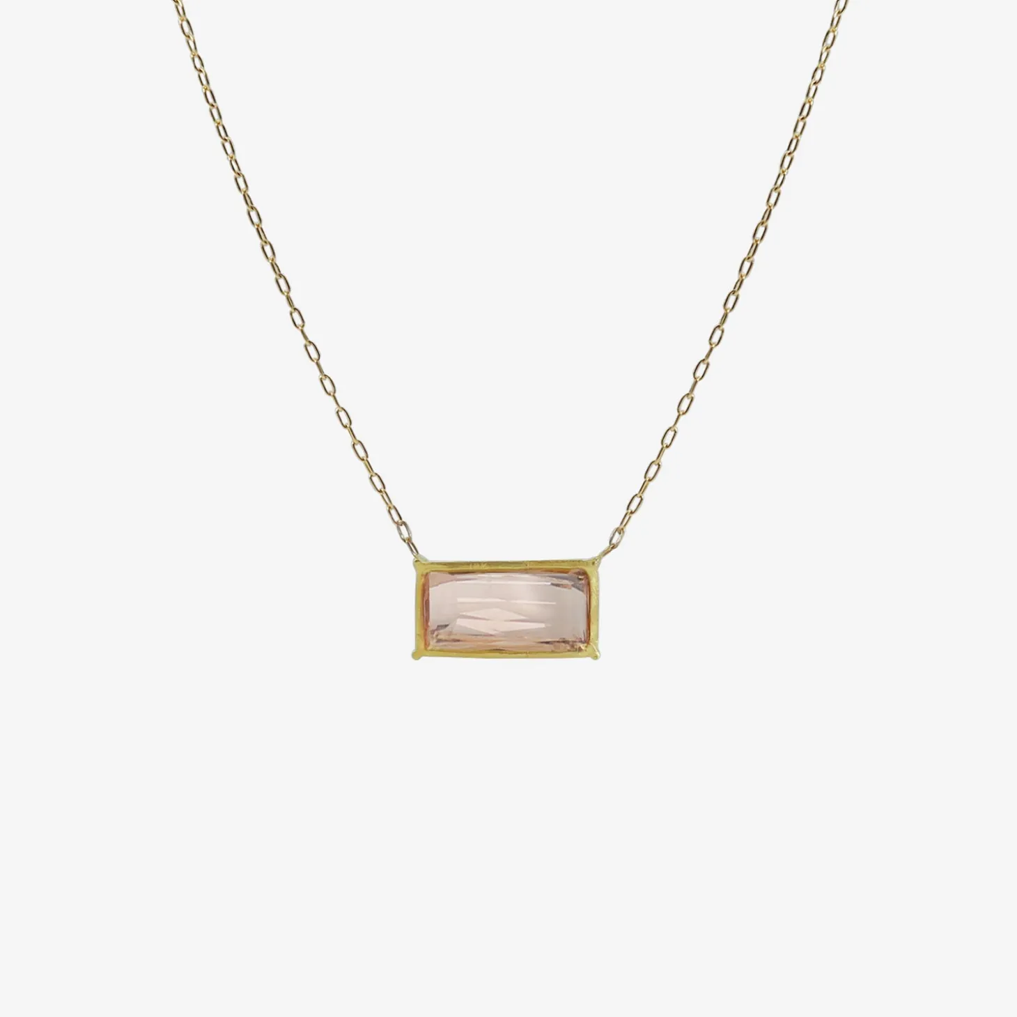 18k & blush tourmaline bar pendant, 7.5ct