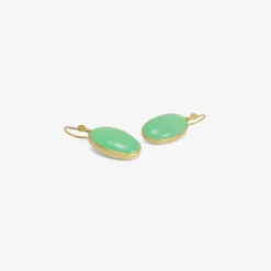 18k & brazilian chrysoprase oval drop earrings, 18.57ct