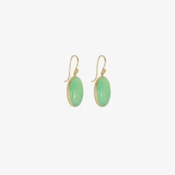 18k & brazilian chrysoprase oval drop earrings, 18.57ct