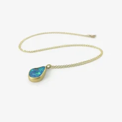 22k & brilliant blue green boulder opal pendant