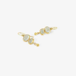 18k & cabochon aquamarine double drop earrings with 22k drops, 3.94ct
