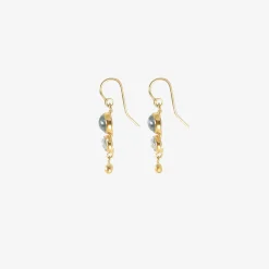 18k & cabochon aquamarine double drop earrings with 22k drops, 3.94ct