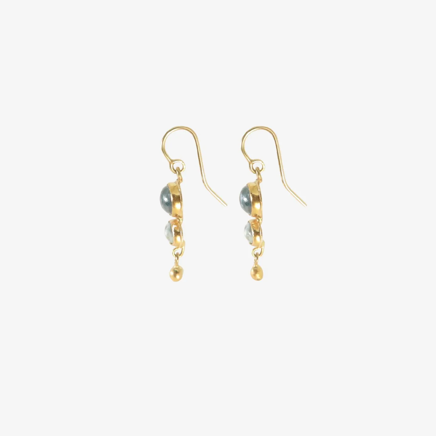 18k & cabochon aquamarine double drop earrings with 22k drops, 3.94ct