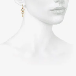 18k & cabochon aquamarine double drop earrings with 22k drops, 3.94ct