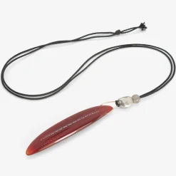 14k & carnelian bean pendant with keshi pearl & labradorite on silk cord