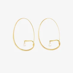 18k & champagne diamond large snake hoops with moonstone drops