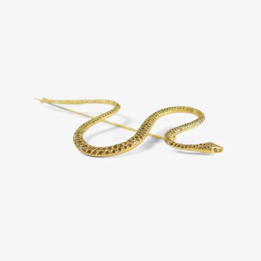 18k & champagne diamond pavé large snake pin