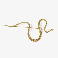 18k & champagne diamond pavé large snake pin