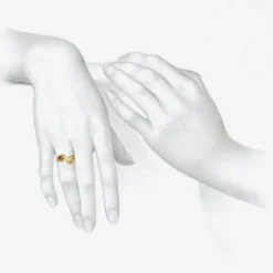 22k & champagne double diamond sculptural ring, 2.27ct
