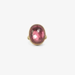 18k & checkered oval pink tourmaline ring, 17.15ct