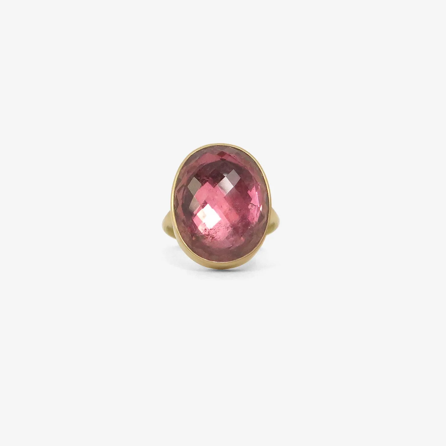 18k & checkered oval pink tourmaline ring, 17.15ct