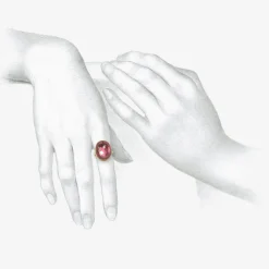 18k & checkered oval pink tourmaline ring, 17.15ct