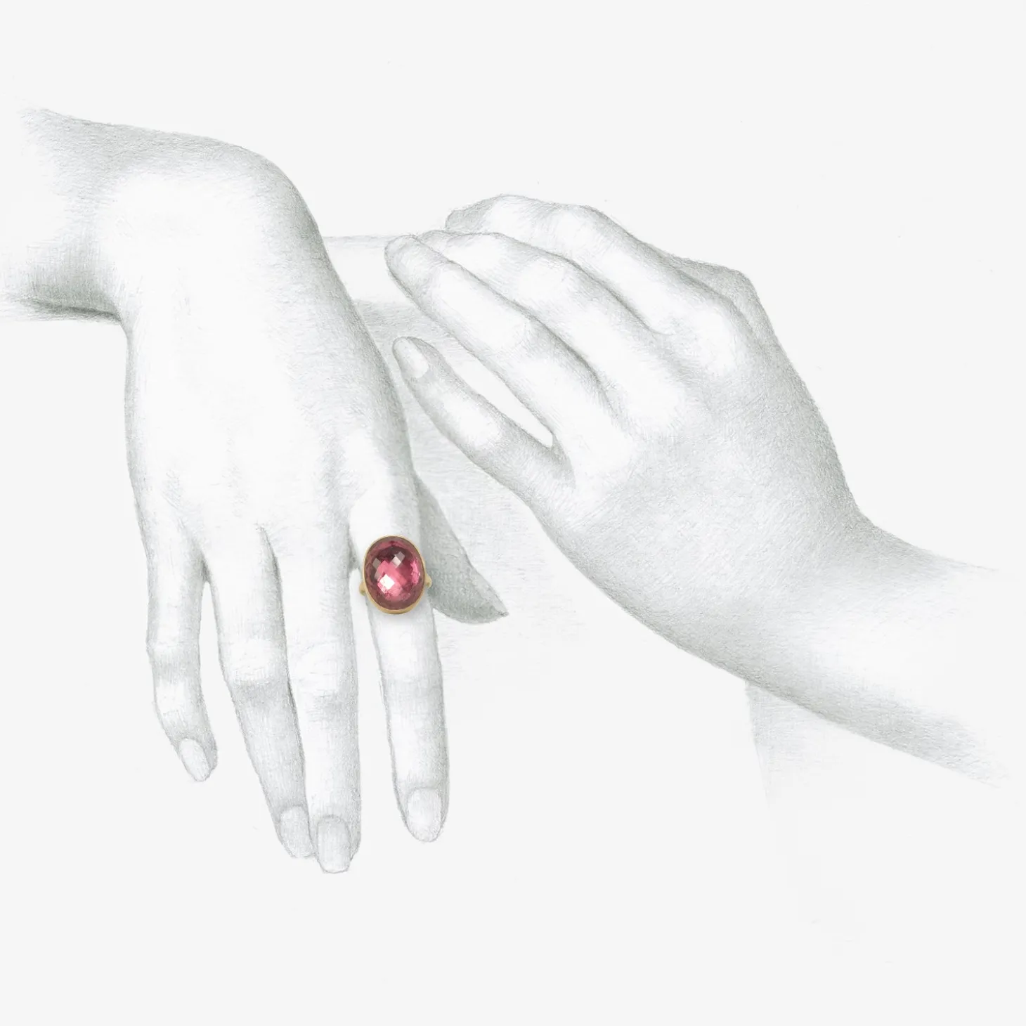 18k & checkered oval pink tourmaline ring, 17.15ct