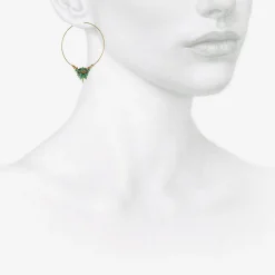 14k & chinese turquoise medium hoop clusters