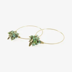 14k & chinese turquoise small hoop clusters
