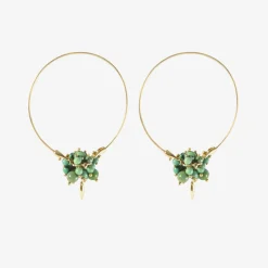 14k & chinese turquoise small hoop clusters