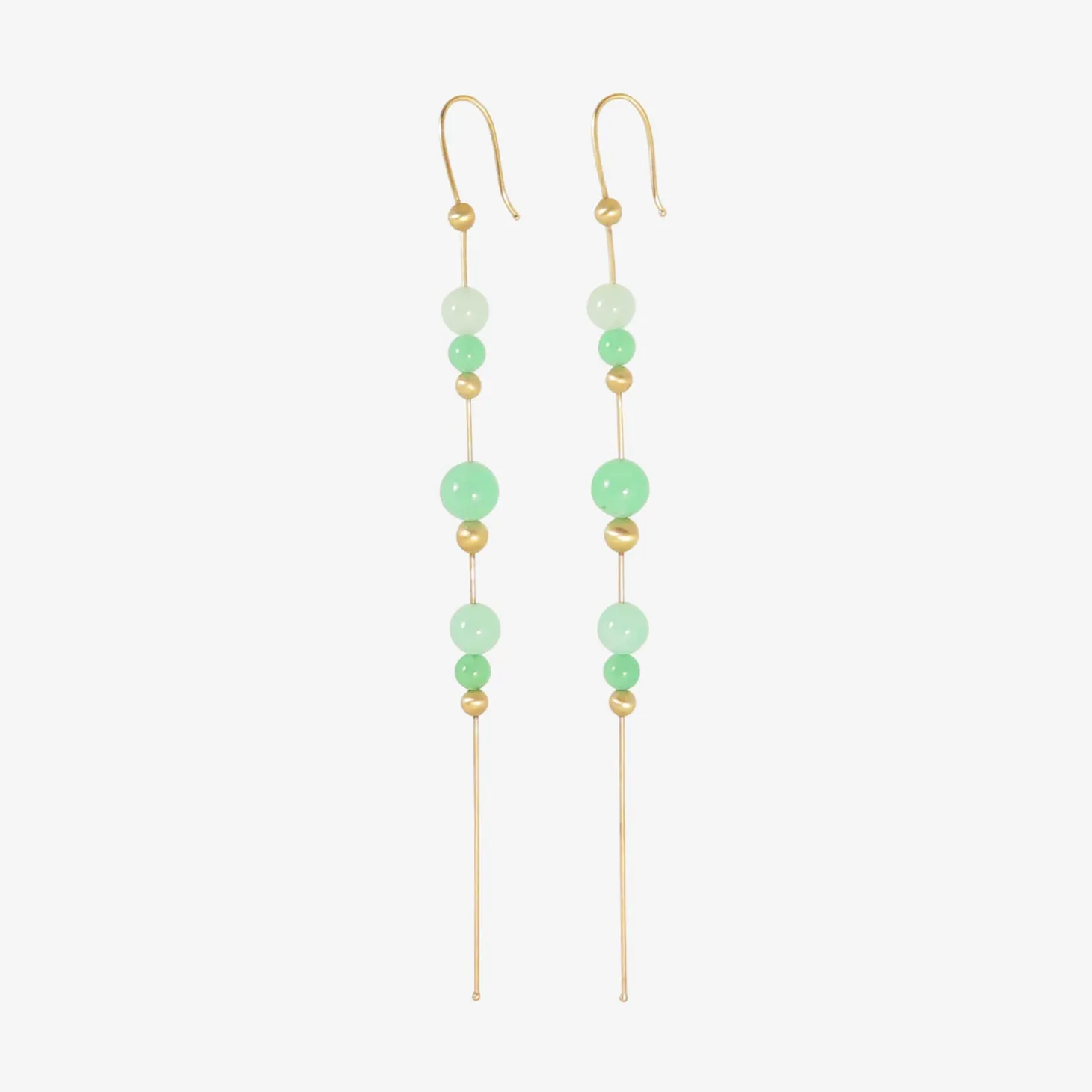 14k & chrysoprase bead chain earrings