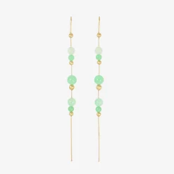 14k & chrysoprase bead chain earrings
