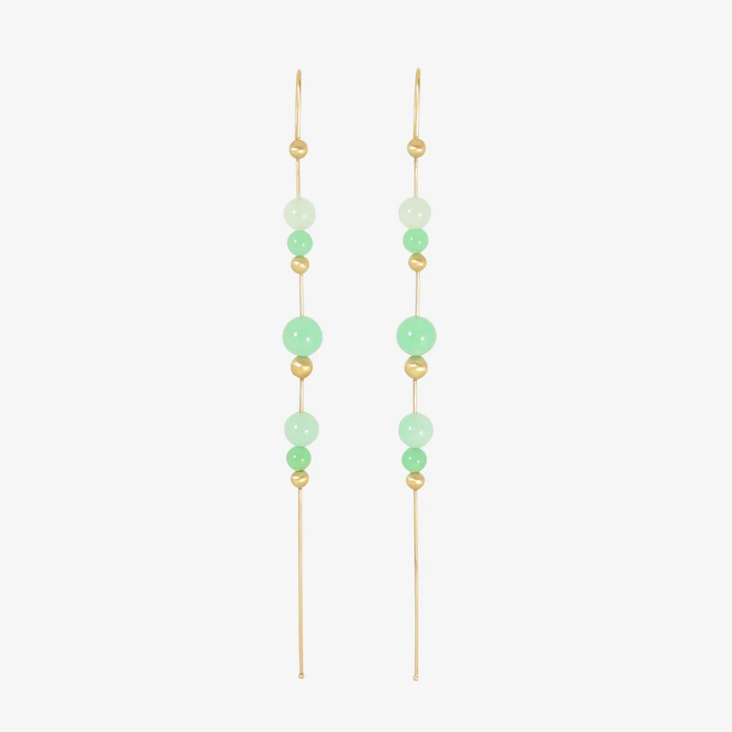 14k & chrysoprase bead chain earrings