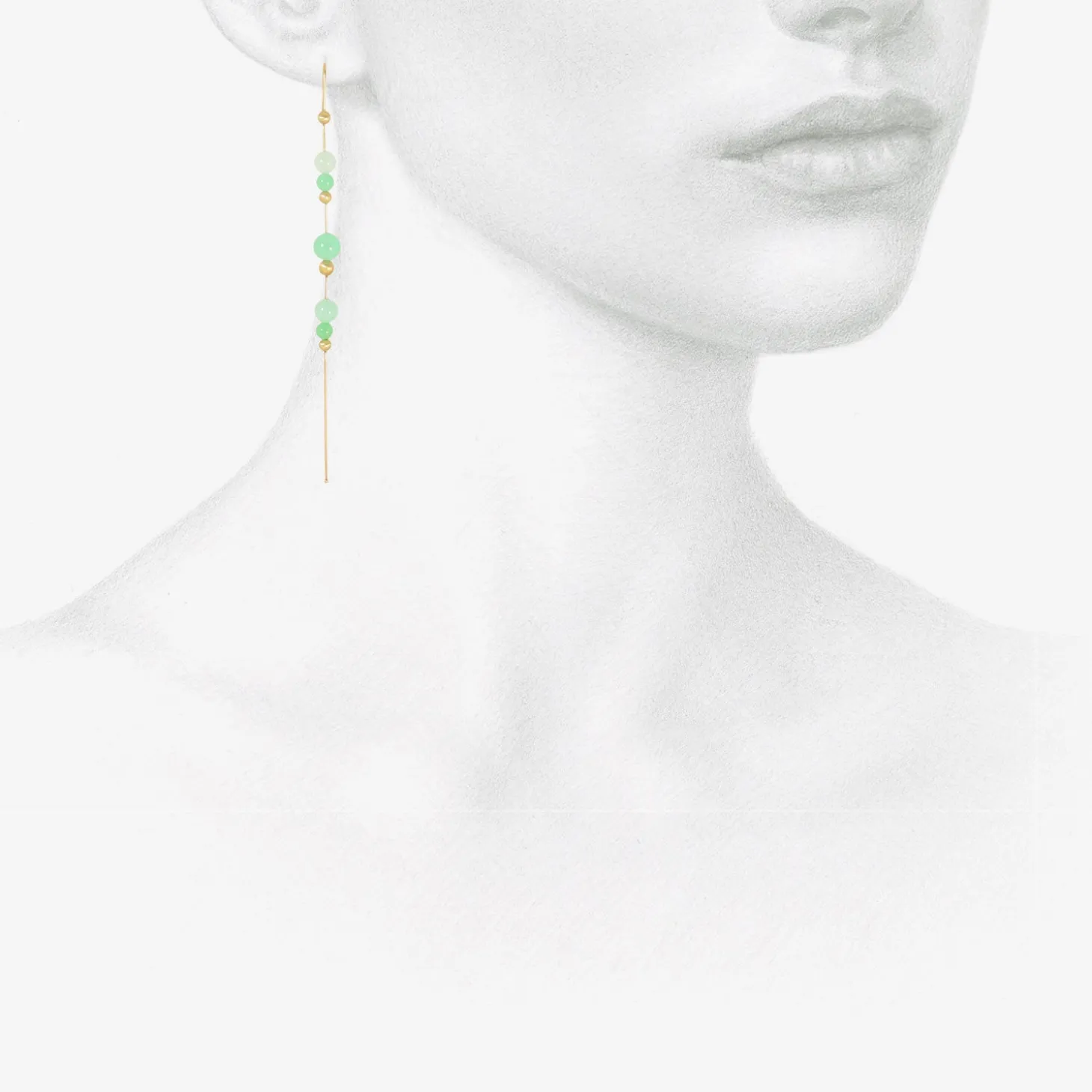 14k & chrysoprase bead chain earrings
