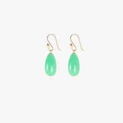 14k & chrysoprase hand-cut earrings