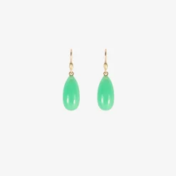 14k & chrysoprase hand-cut earrings