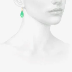 14k & chrysoprase hand-cut earrings