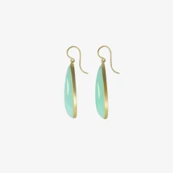 18k & chrysoprase long teardrop earrings, 42.31ct