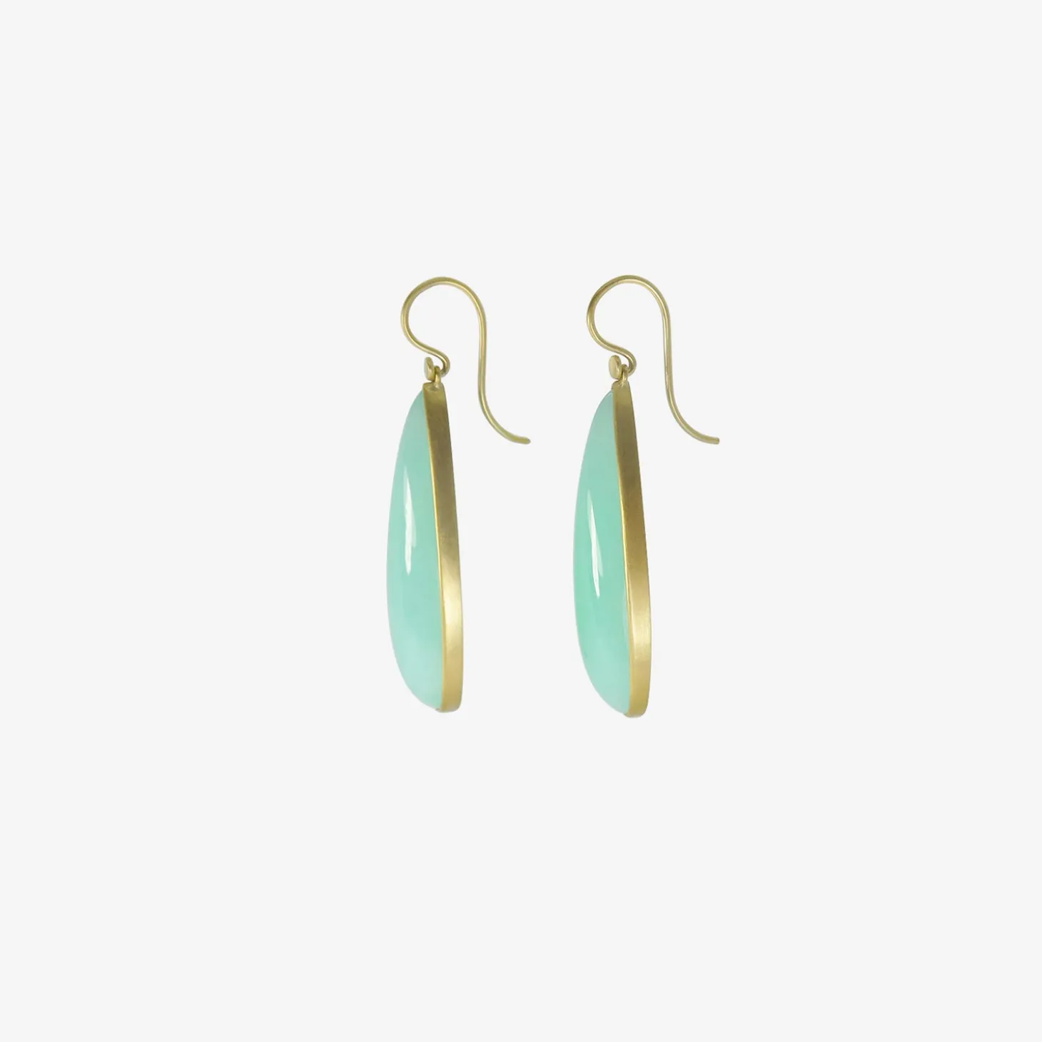 18k & chrysoprase long teardrop earrings, 42.31ct