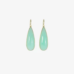 18k & chrysoprase long teardrop earrings, 42.31ct