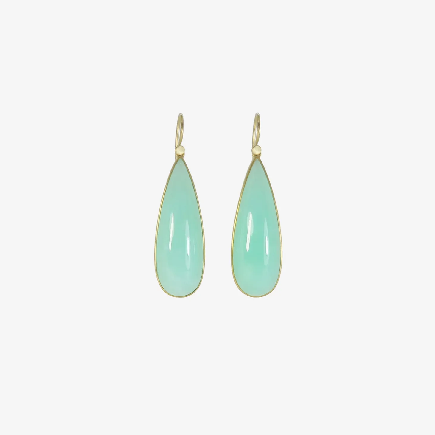 18k & chrysoprase long teardrop earrings, 42.31ct