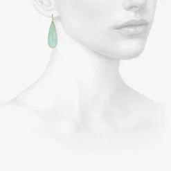 18k & chrysoprase long teardrop earrings, 42.31ct