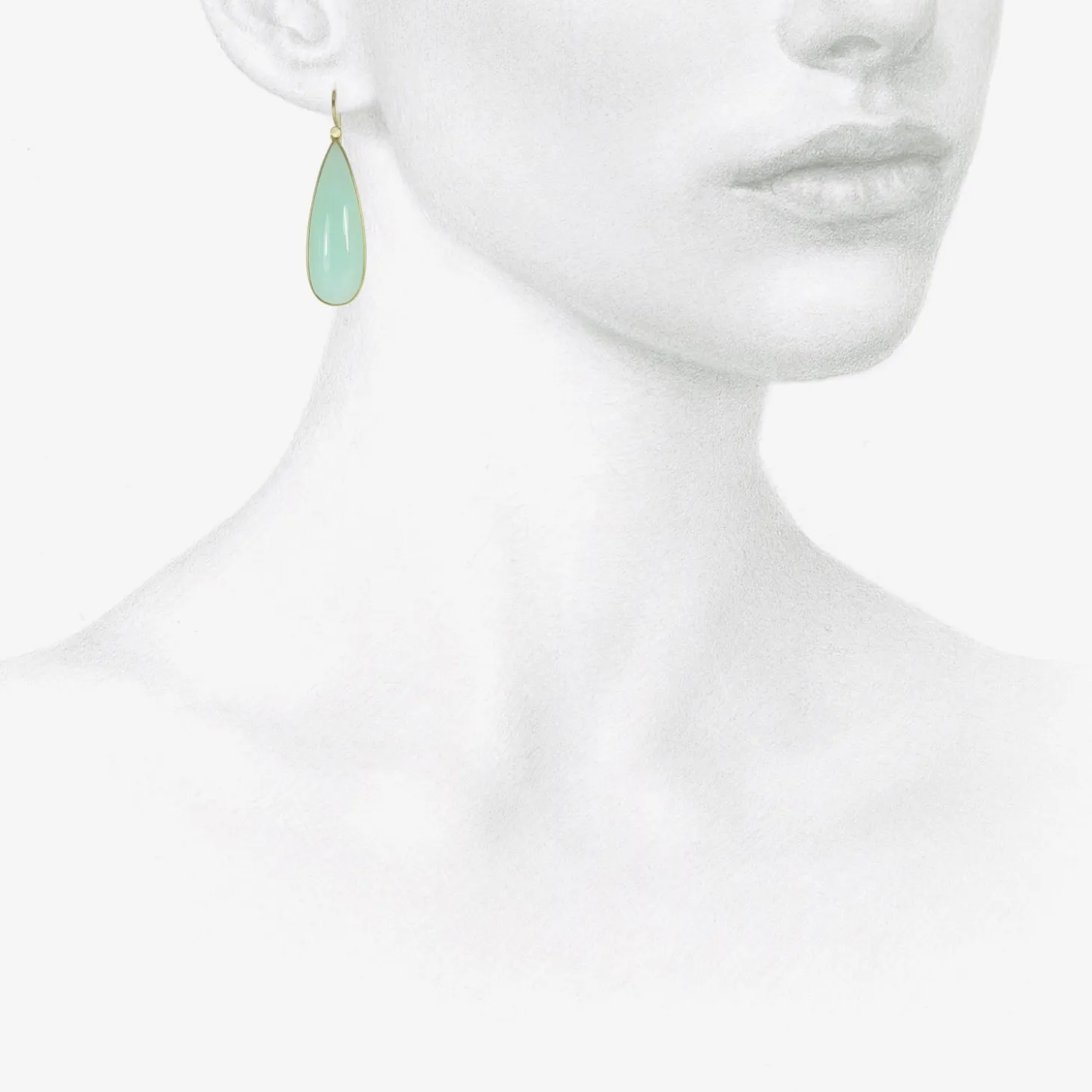 18k & chrysoprase long teardrop earrings, 42.31ct
