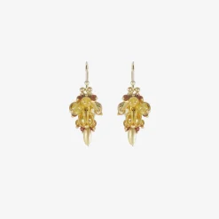 10k & citrine bug cluster earrings