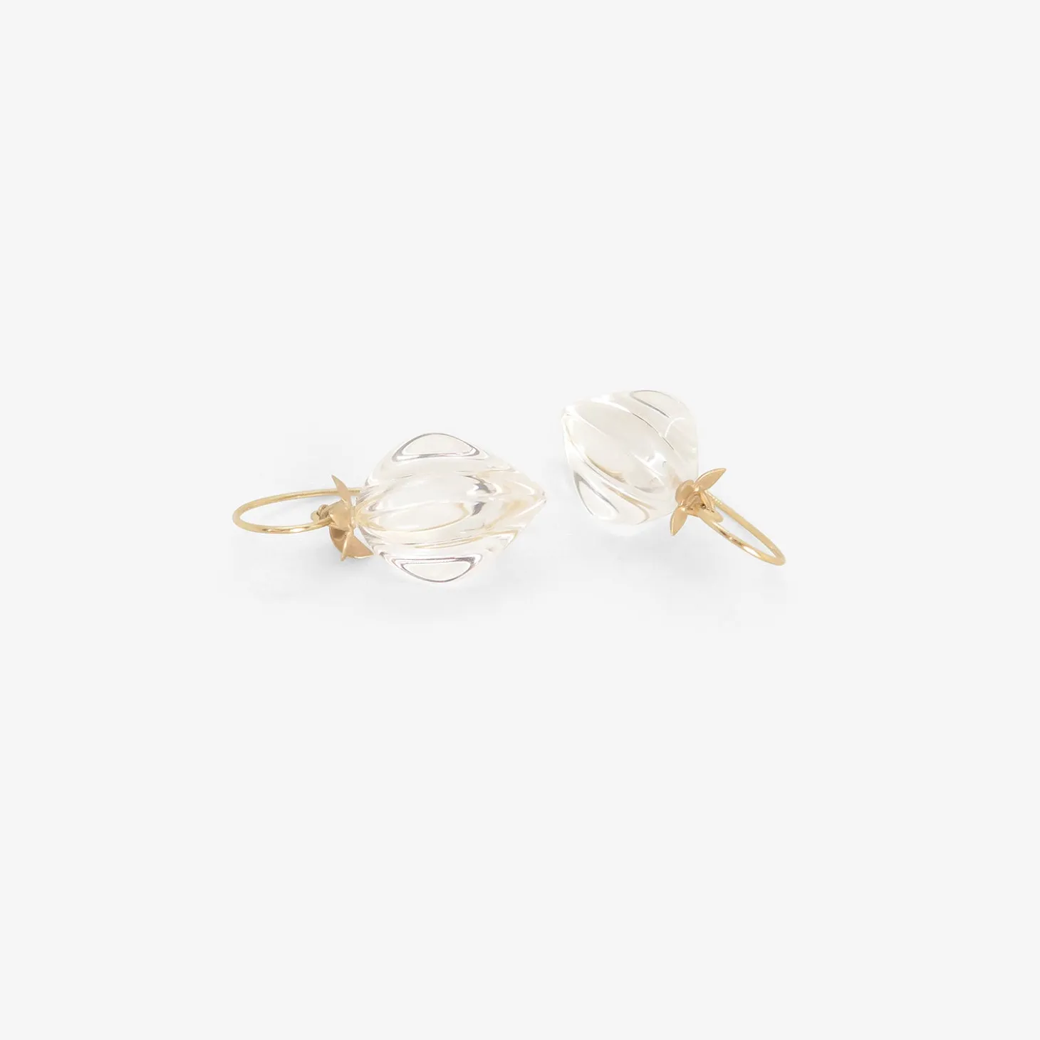 14k & clear quartz chinese lantern earrings