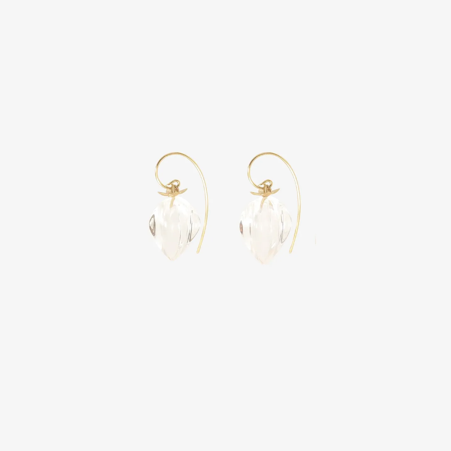 14k & clear quartz chinese lantern earrings