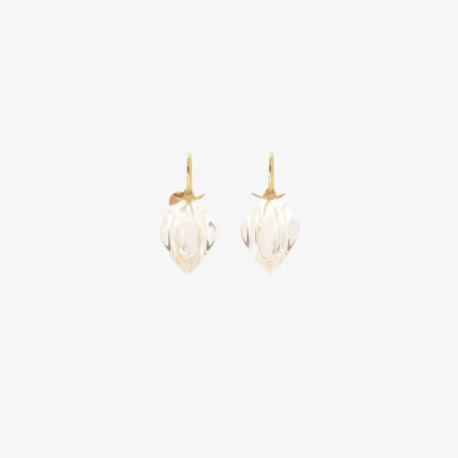 14k & clear quartz chinese lantern earrings