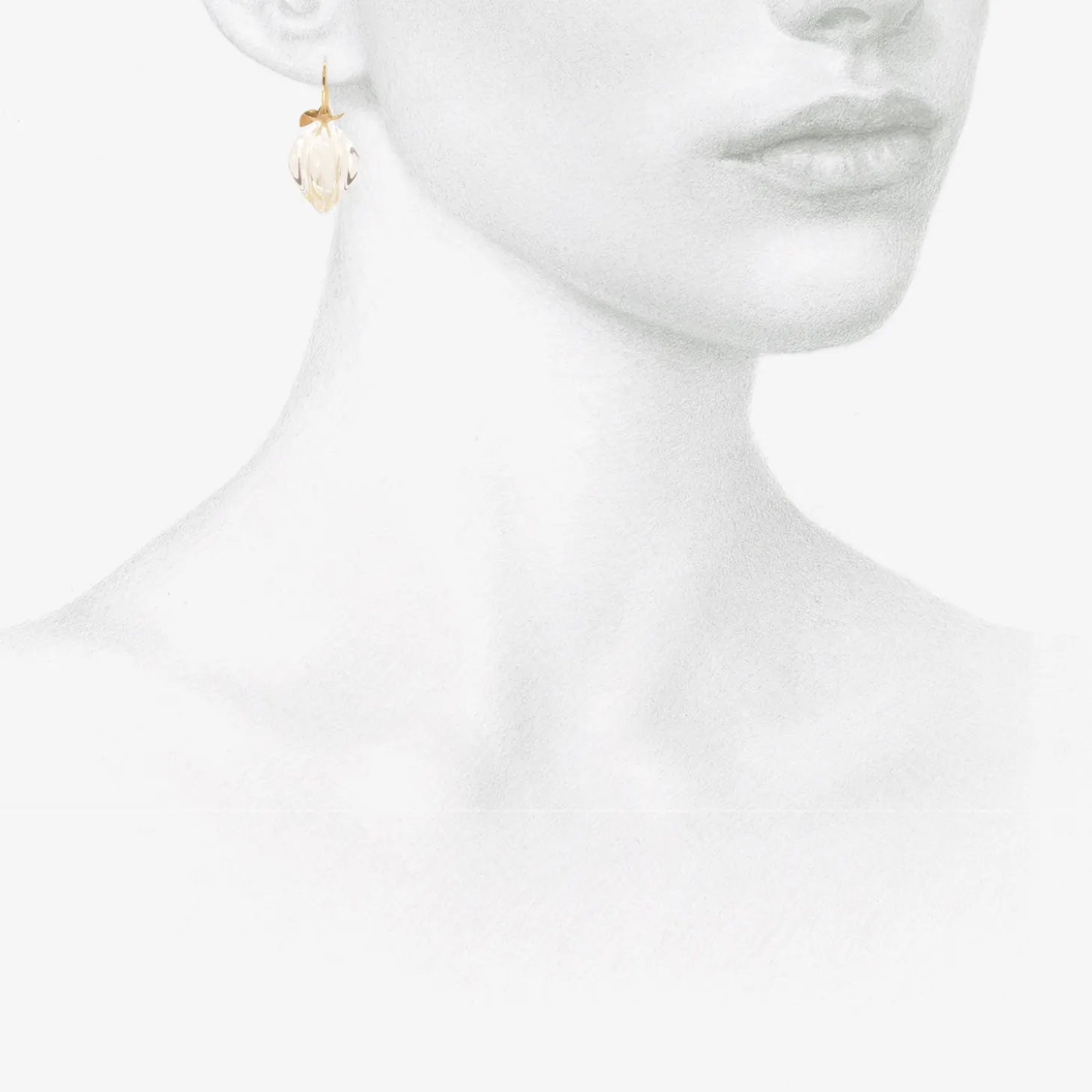14k & clear quartz chinese lantern earrings