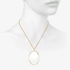 18k & clear quartz large lens pendant