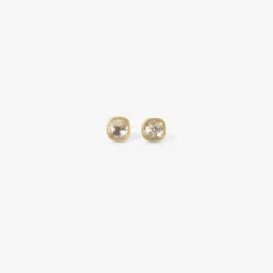 18k & clearish cushion shaped diamond studs, .80ct