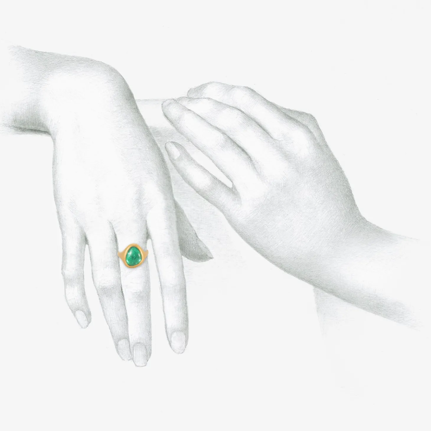22k & colombian emerald pebble cast ring, 3.35ct