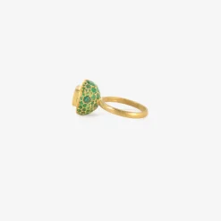 22k & colombian emerald ring with emerald pavé
