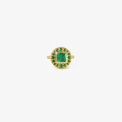 22k & colombian emerald ring with emerald pavé