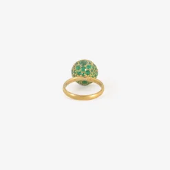 22k & colombian emerald ring with emerald pavé