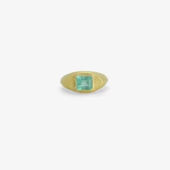18k & colombian emerald signet ring, 3.4ct