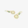 18k & colombian emerald small spirally flower earrings