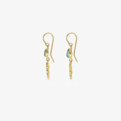 18k & colombian emerald small spirally flower earrings